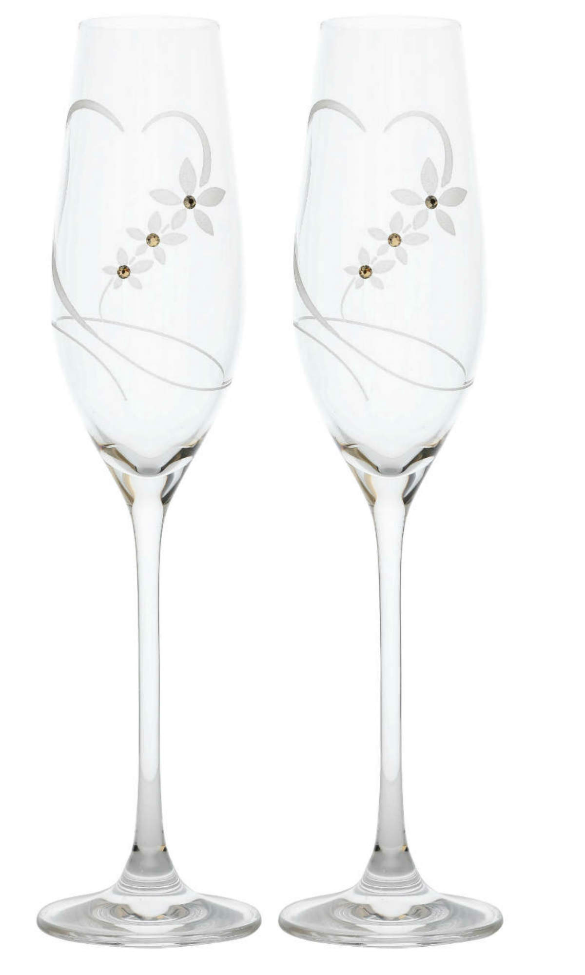 Sklenice na sekt, Celebration, 210 ml, srdce, Swarovski Elements, 2 ks